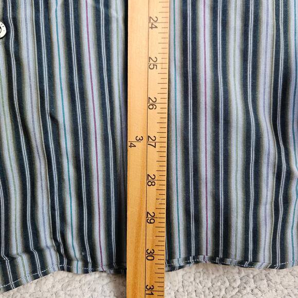 🦃 Mens Alan Flusser Cotton Casual Button Down Top Size Xl Multicolor Striped - Picture 11 of 11